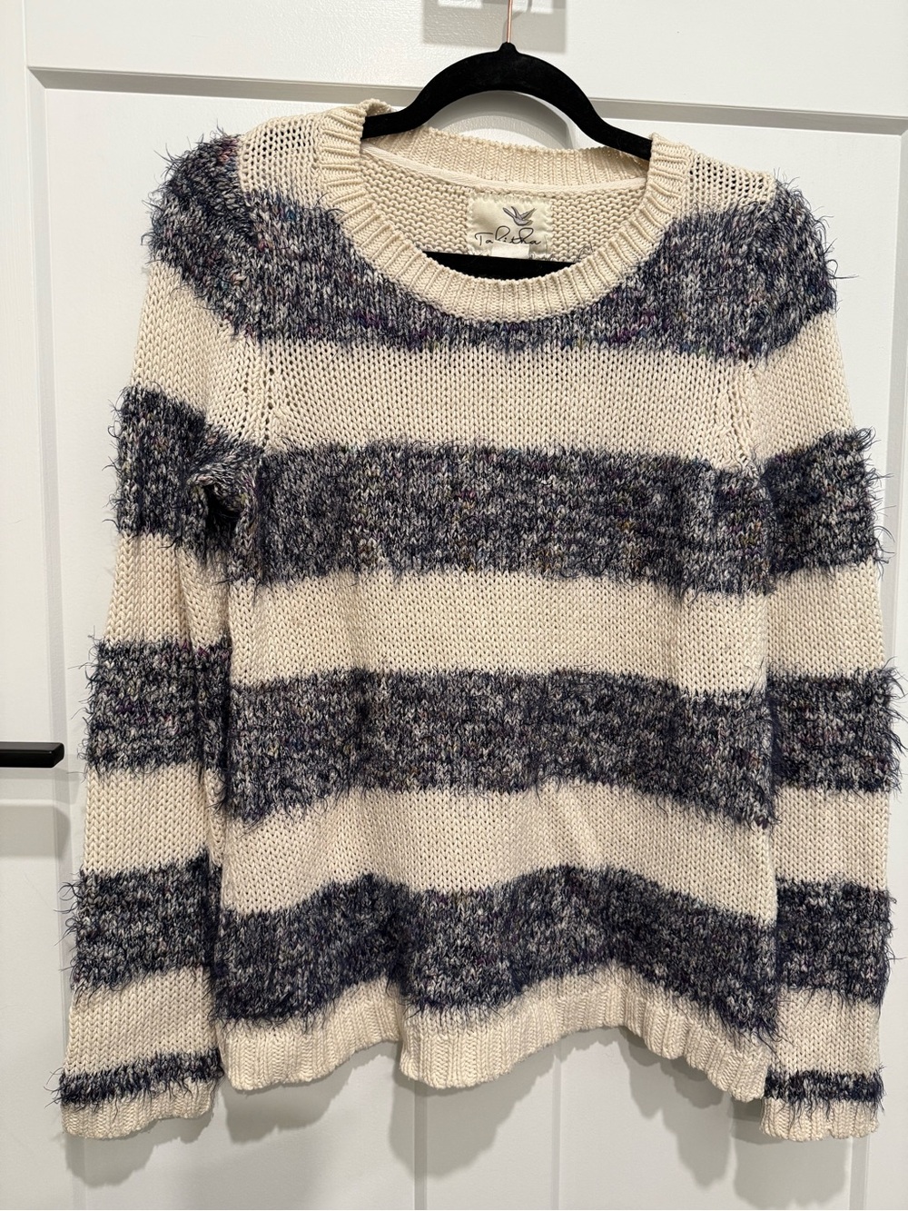 Tabitha Fuzzy Stripe Crewneck Sweater